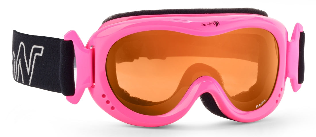 maschera da bambina con lente singola modello snow 6 fucsia fluo