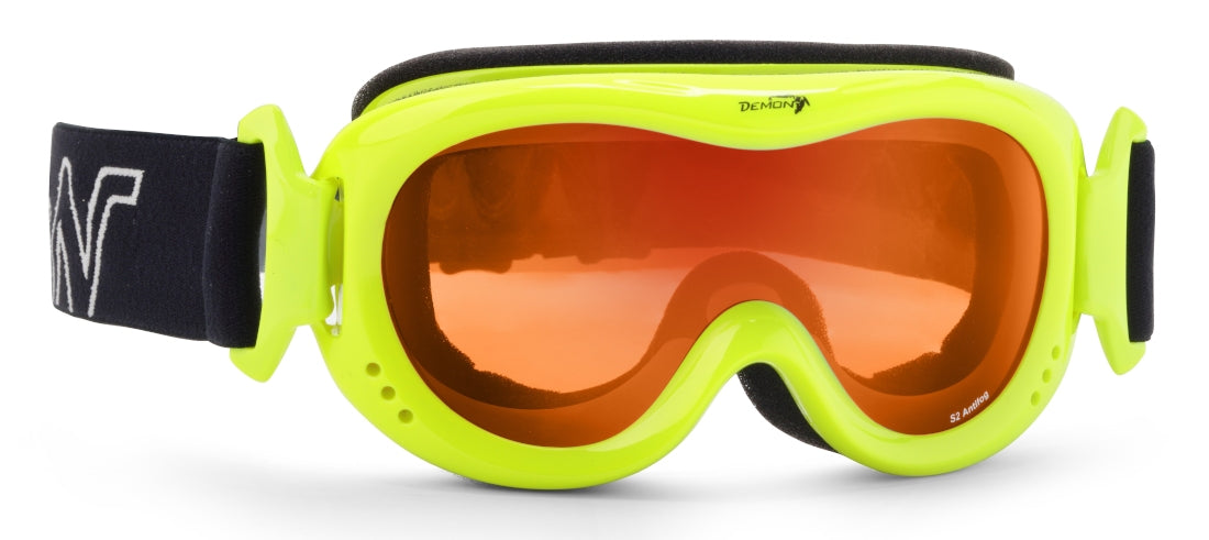 maschera da bambino con lente singola modello snow 6 giallo fluo