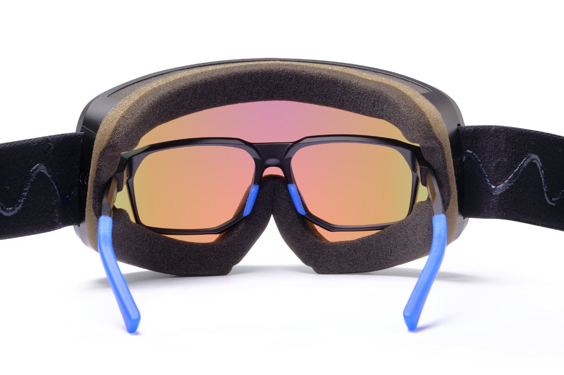 Maschere da neve per occhiali da vista lente arancio