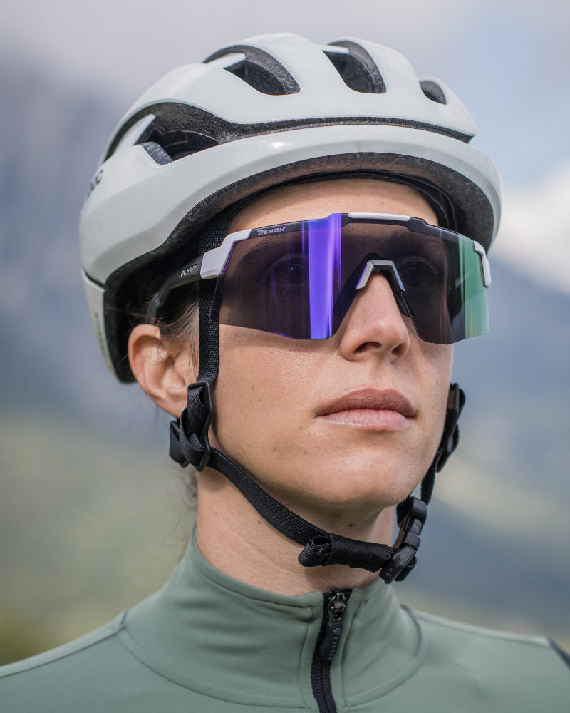 Occhiale da donna per ciclismo lente specchiata viola modello LIEGI