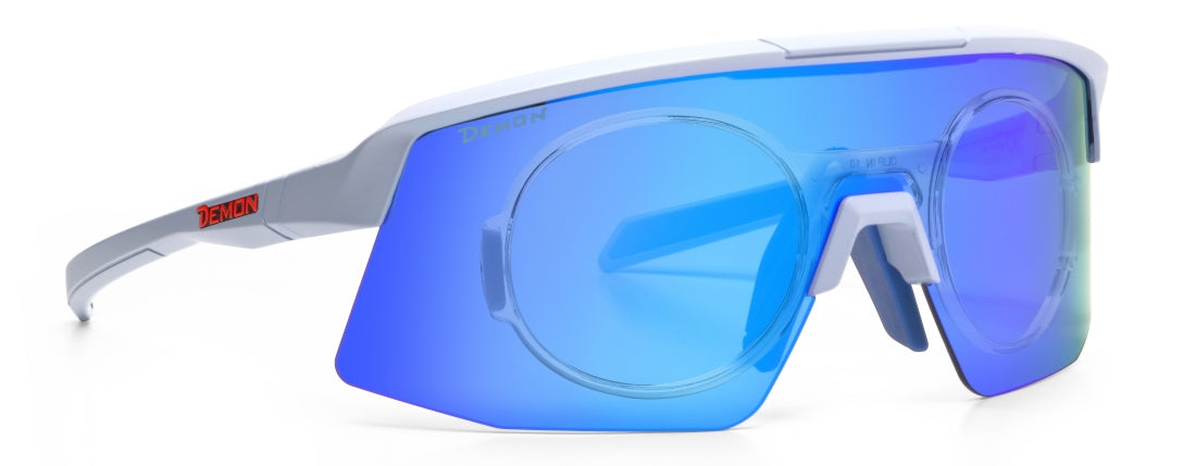 Occhiale da vista per ciclismo e running modello ROUBAIX lente specchiata blu ghiaccio opaco