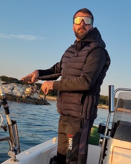 Occhiale per pesca sportiva specchiato a mascherina ultraleggero e resistente
