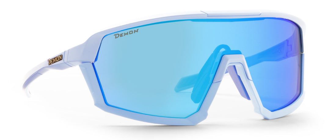 occhiale sportivo donna a mascherina lente specchiata azzurra modello gravel