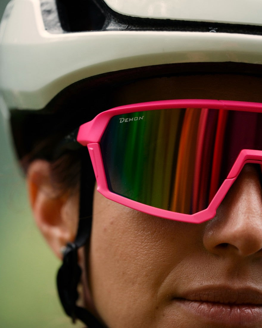 Occhiale vista donna per ciclismo bici da corsa colore fucsia modello GRAVEL lente specchiata