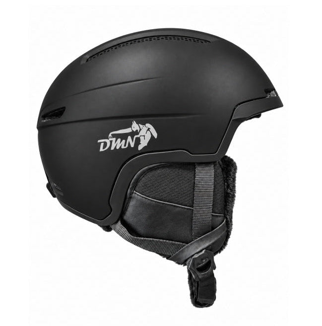 Casco sci leggero DMN NIVAL da 415 grammi con design sportivo nero opaco e paraorecchie imbottiti