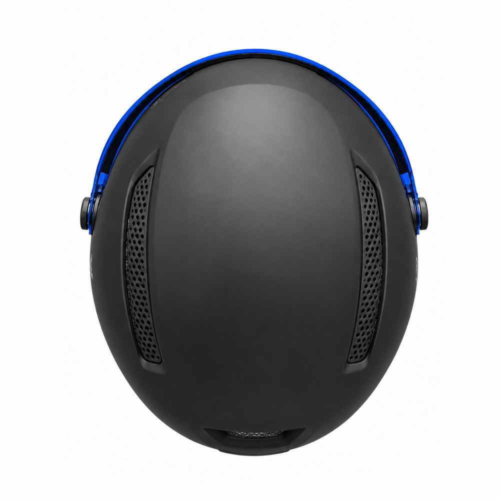 Vista superiore del casco sci e snowboard DMN NIVAL-V nero opaco con prese d'aria integrate e struttura Double In-Mould