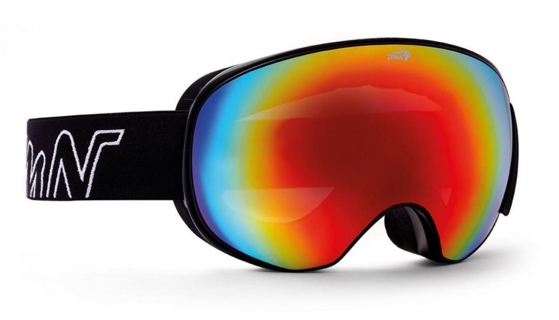 Maschera da sci e snowboard lente magnetica modello MAGNET nero opaco lente specchio rosso