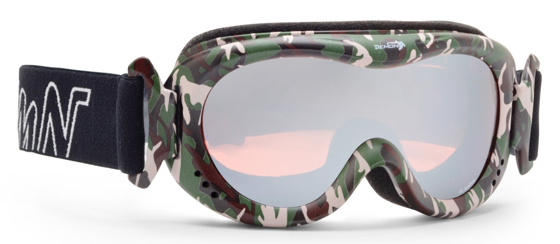 Maschera neve bambino con lente specchiata snow 6 colore army