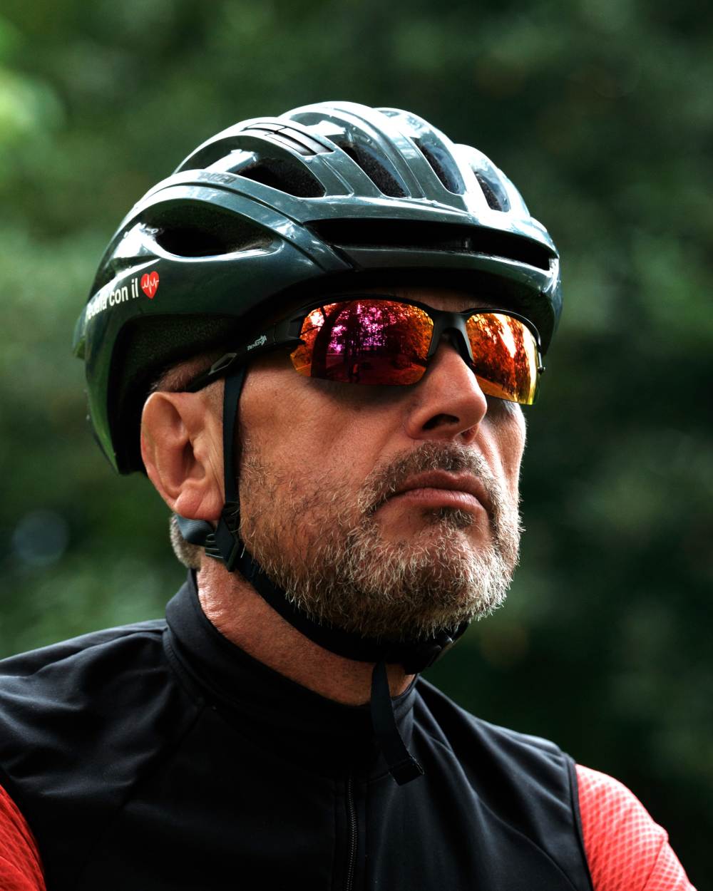 Occhiale bifocale con lunetta per ciclismo con lunetta per lettura strumenti e smarphone lente specchiata rossa