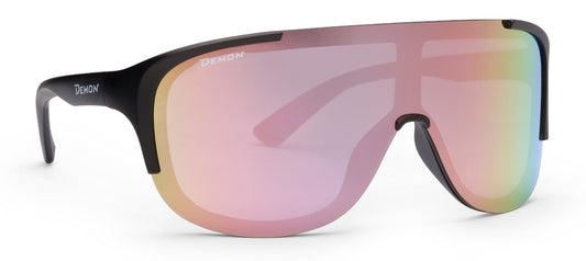 STUBAIER matt black pink mirrored lens cycling glasses