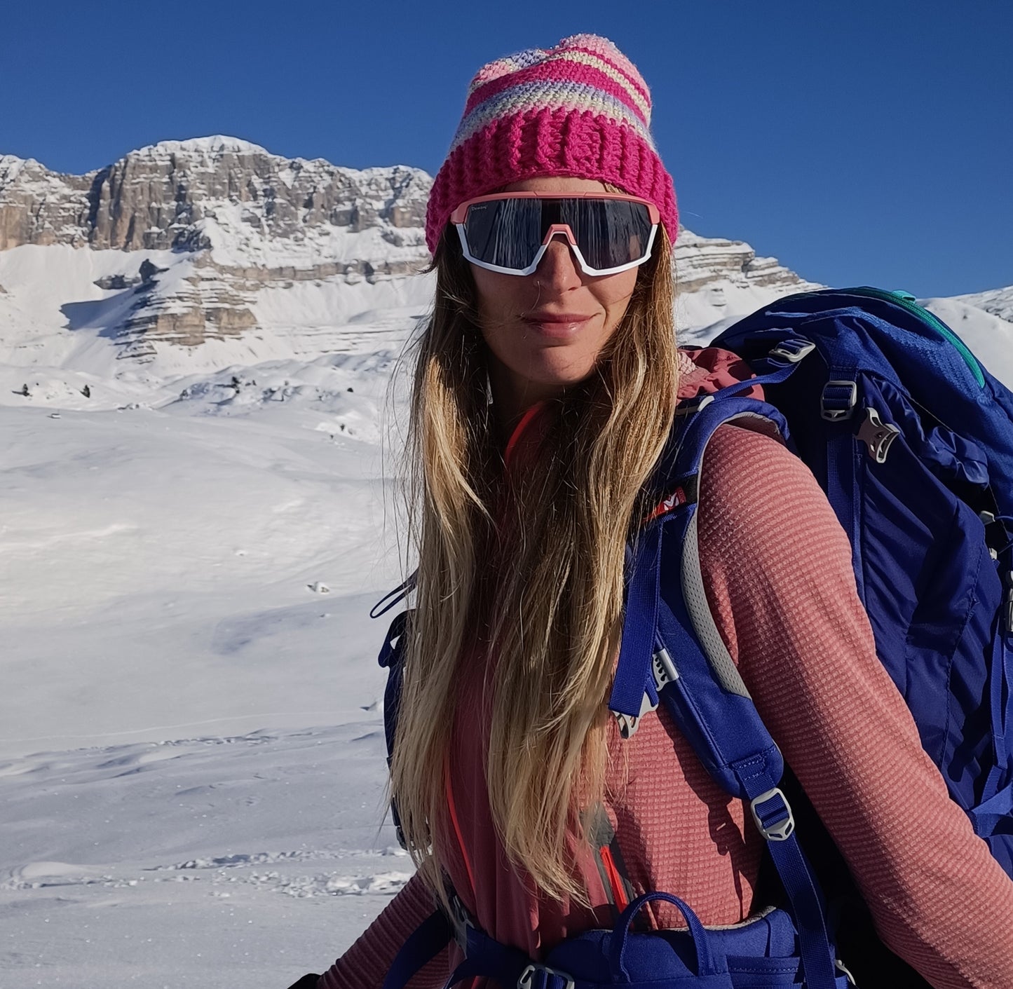 Occhiale da alpinismo e scialpinismo da donna a mascherina specchiato colore rosa