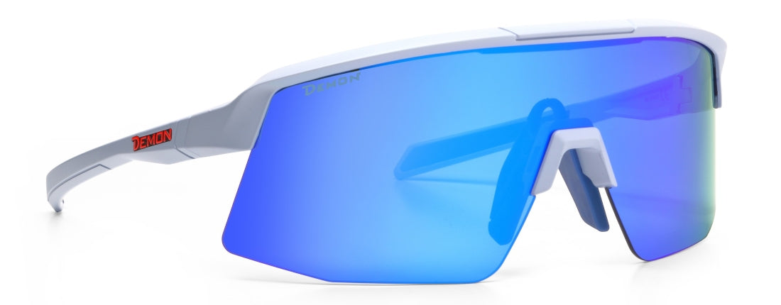 Occhiale da ciclismo a mascherina lente specchiata blu modello ROUBAIX colore ghiaccio opaco