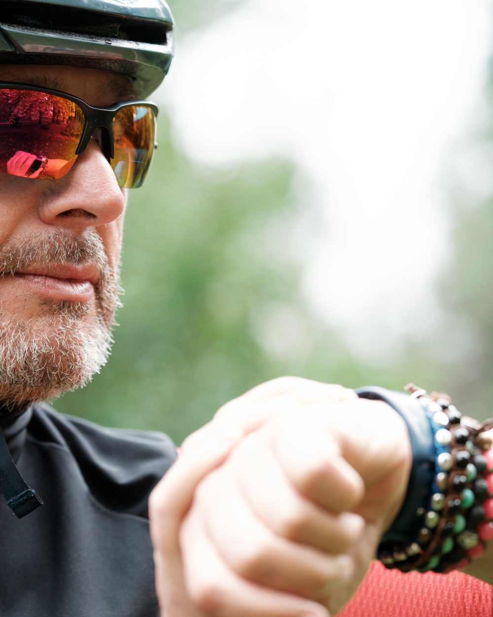 Occhiale da ciclismo e MTB bifocale con lunetta per lettura ciclocomputer e smartphone lente specchiata rossa modello TIGER