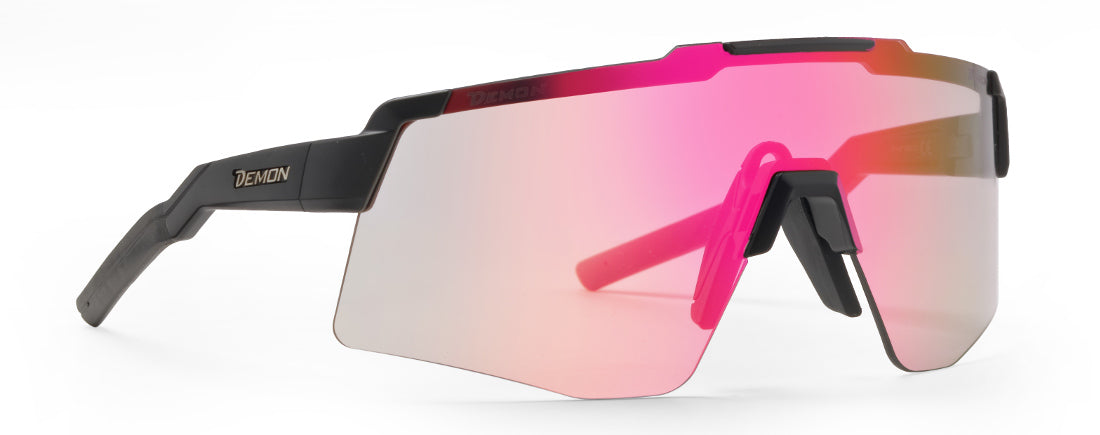 Occhiale da ciclismo fotocromatico specchiato rosso oro modello LIEGI