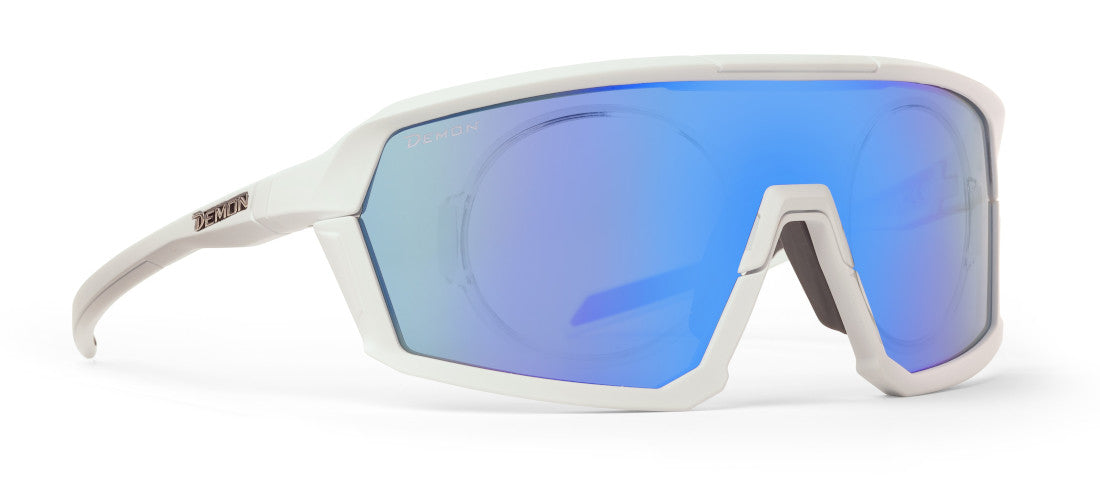 occhiale da donna da vista per pesca sportiva a mascherina lente specchiata modello gravel colore bianco opaco