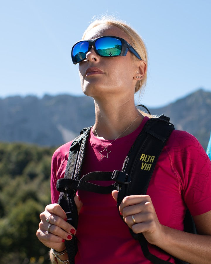 Occhiale da donna per alpinismo lente categoria 4 specchiata blu modello EIGER