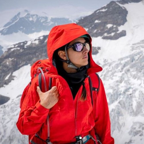 Occhiale da donna per alpinismo lente polarizzata specchiata e protezioni laterali dalla luce