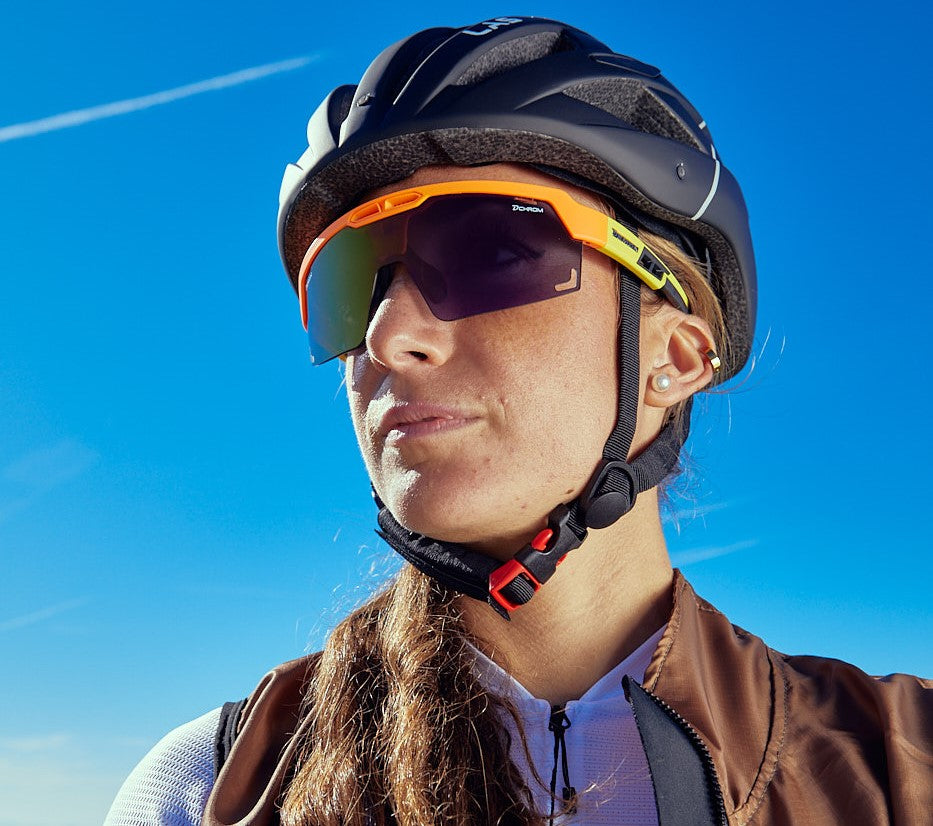 Women's cycling glasses with fluo orange mask model speed vent