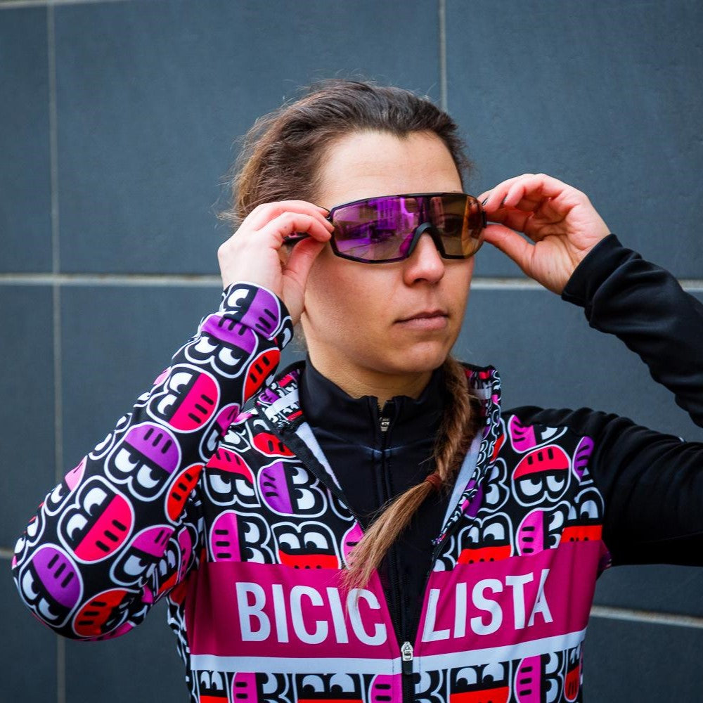 occhiale da donna per ciclismo lente fotocromatica specchiata forma a mascherina modello PERFORMANCE