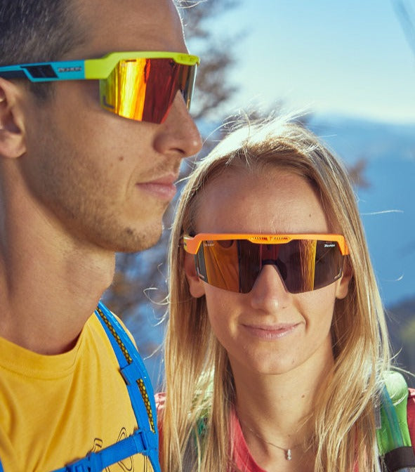 hiking glasses for men and women with mirrored mask lens