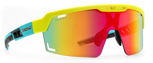 Mirrored mask-shaped hiking glasses SPEED VENT fluorescent yellow