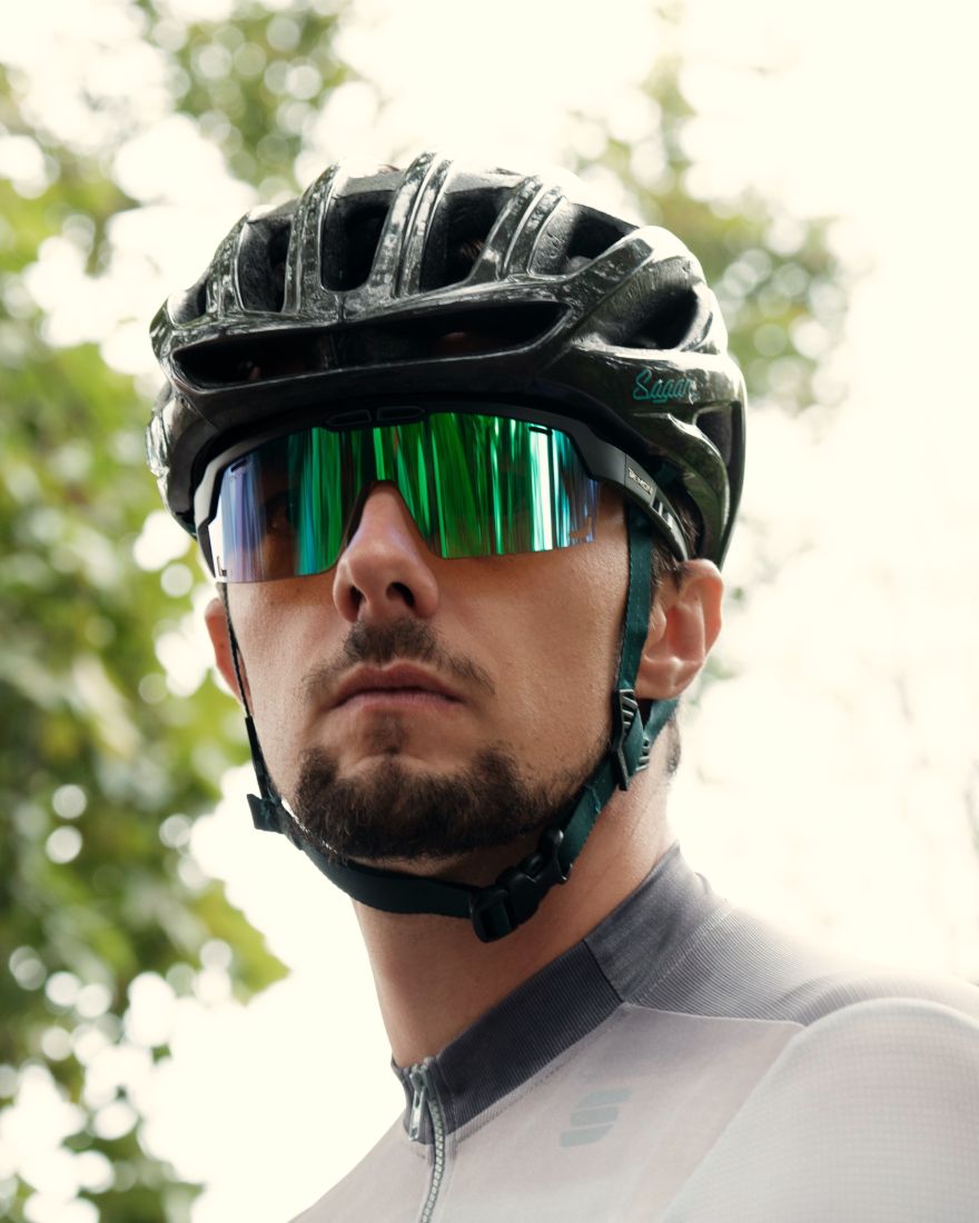 Occhiale da mountain bike MTB lente specchiata verde a mascherina modello SPEED VENT