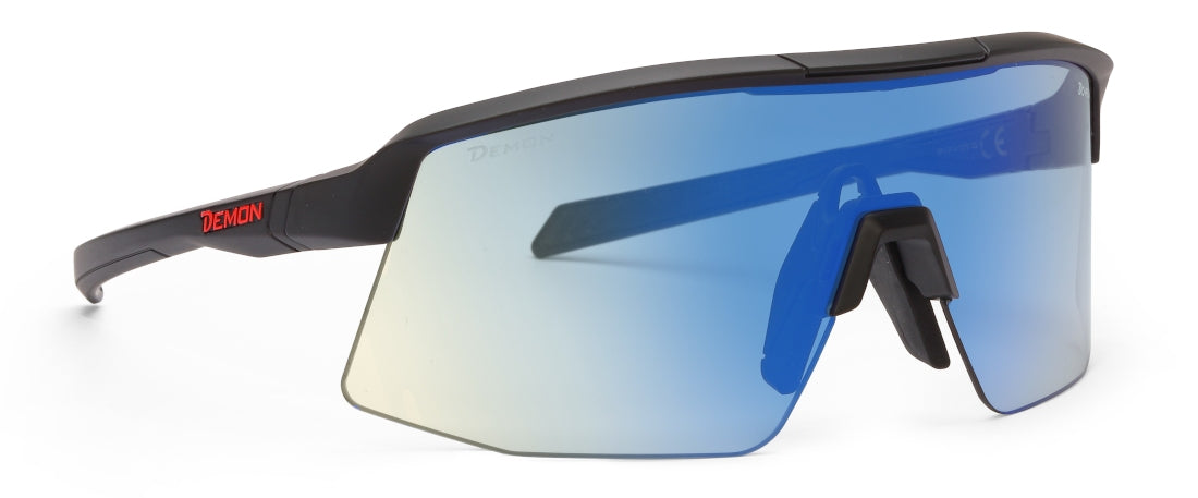 Occhiale da trail running lente fotocormatica specchiata blu colore nero modello ROUBAIX