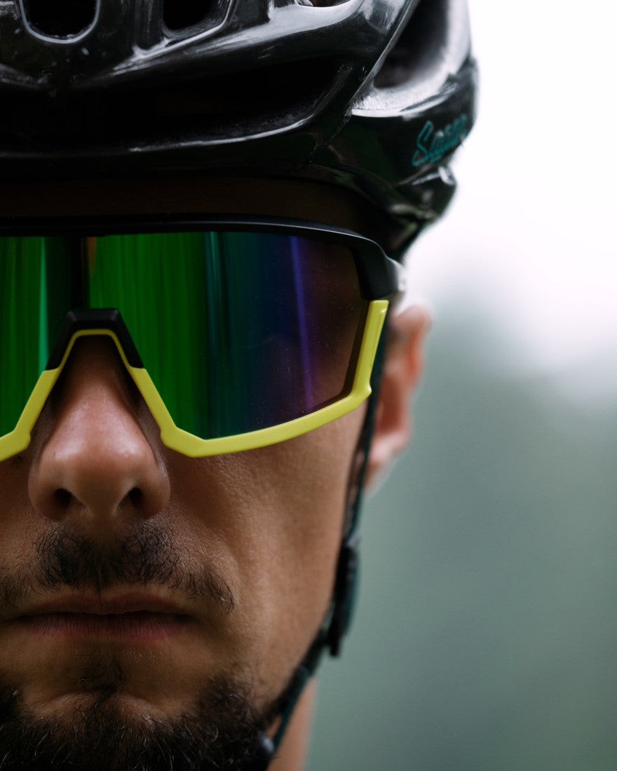 Occhiale da uomo per mountain bike mtb lente specchiata verde modello GRAVEL