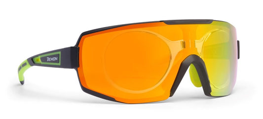 Yellow mirrored single lens eyeglasses for cycling and running model PERFORMANCE RX