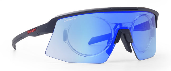 occhiale da vista per ciclismo a mascherina con lente fotocromatica specchiata blu modello roubaix