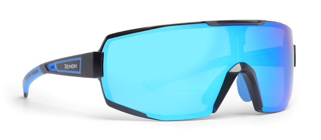 Occhiale da vista sportivo monolente specchiata per running ciclismo e tutti gli sport performance rx nero blu
