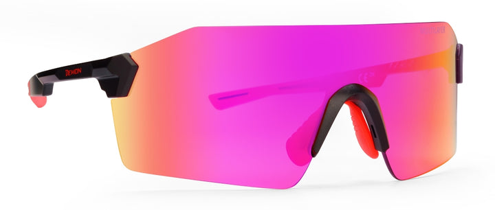 occhiale moda a mascherina ultraleggero lente specchiata rossa superpiuma