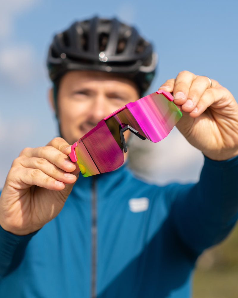 Occhiale per bici da corsa fucsia uomo modello LIEGI