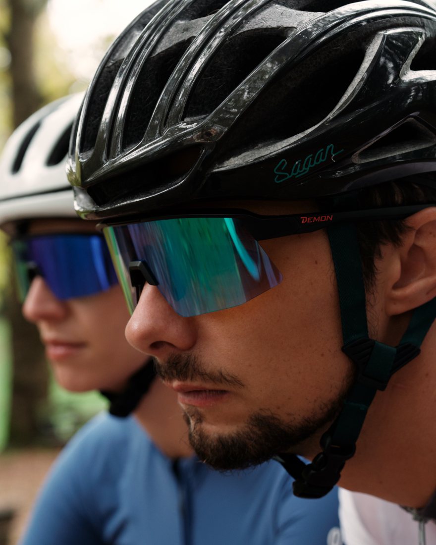 Occhiale per bici da corsa modello ROUBAIX lente specchiata verde