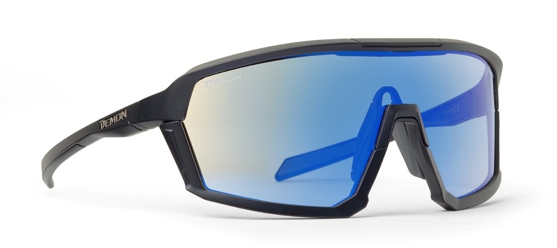 occhiale per bici gravel fotocromatico specchiato blu