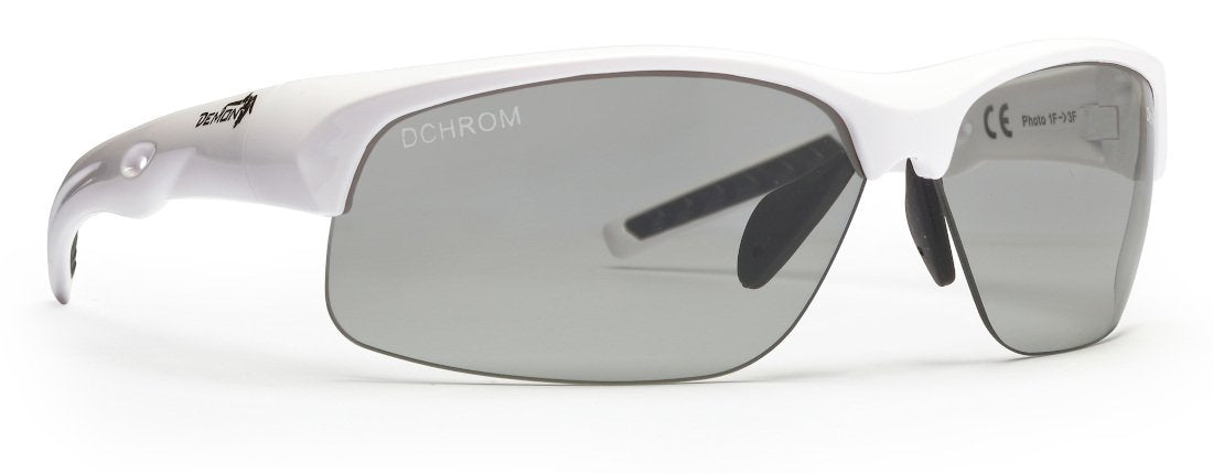 occhiale per jogging lenti fotocromatiche dchrom modello fusion colore bianco lucido
