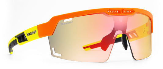 Occhiale per mountain bike lente fotocromatica specchiata rossa oro modello SPEED VENT