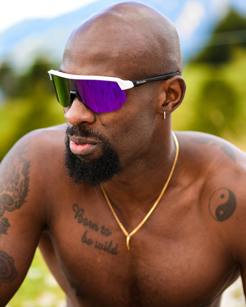 occhiale per running a mascherina lente specchiata viola modello fiandre