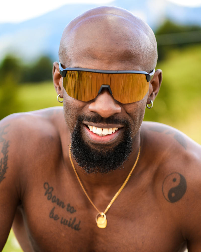 occhiale per trail running lente specchiata oro modello fiandre