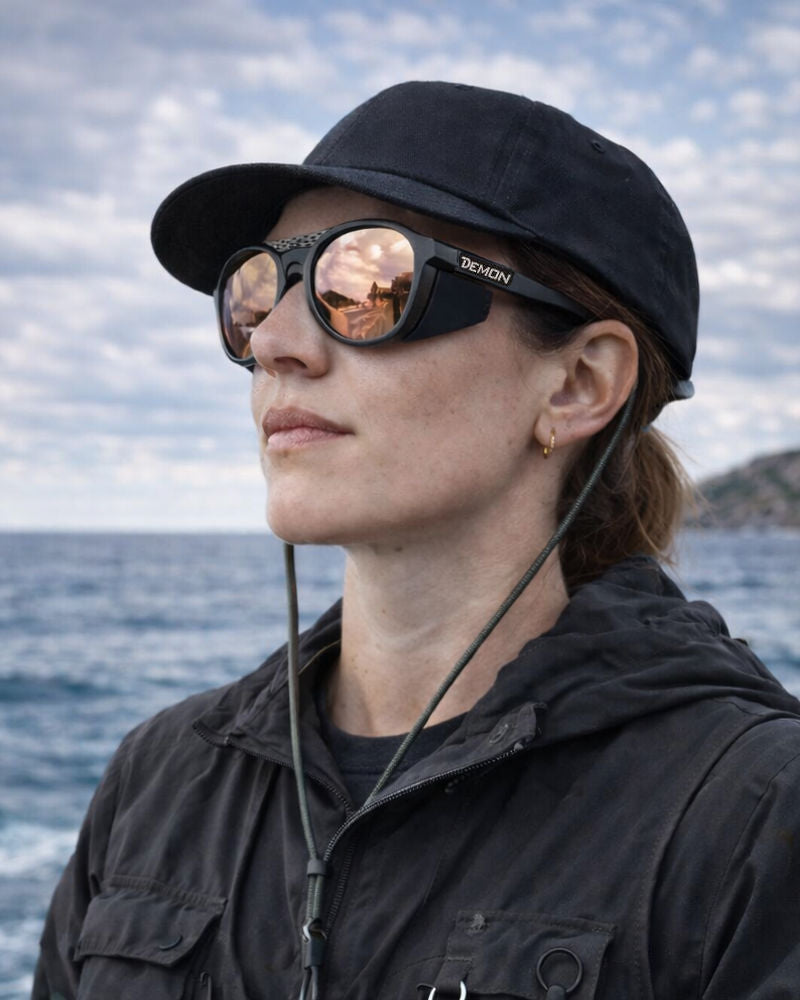 occhiale polarizzato da donna per pesca sportiva parti protezione laterale da luce e vento