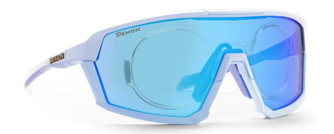 occhiale sportivo da vista da donna lente specchiata a mascherina modello gravel