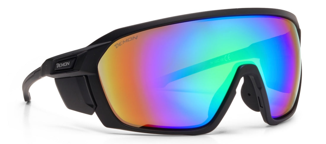 Occhiali da escursionismo a mascherina protezione laterale dalla luce modello ALPEN specchiato verde