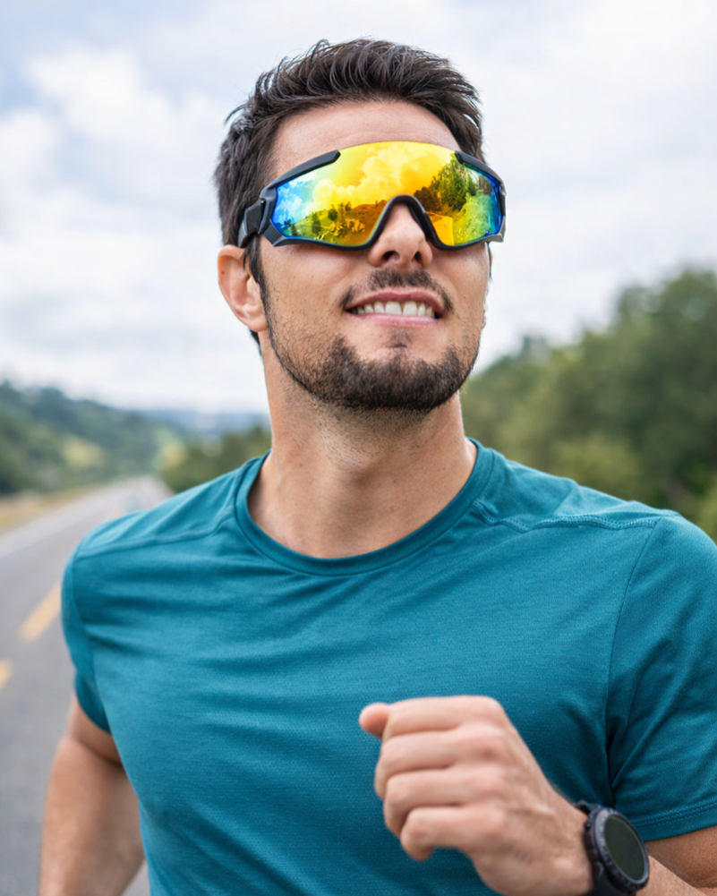 occhiali da running monolente a mascherina monolente specchiata modello krono