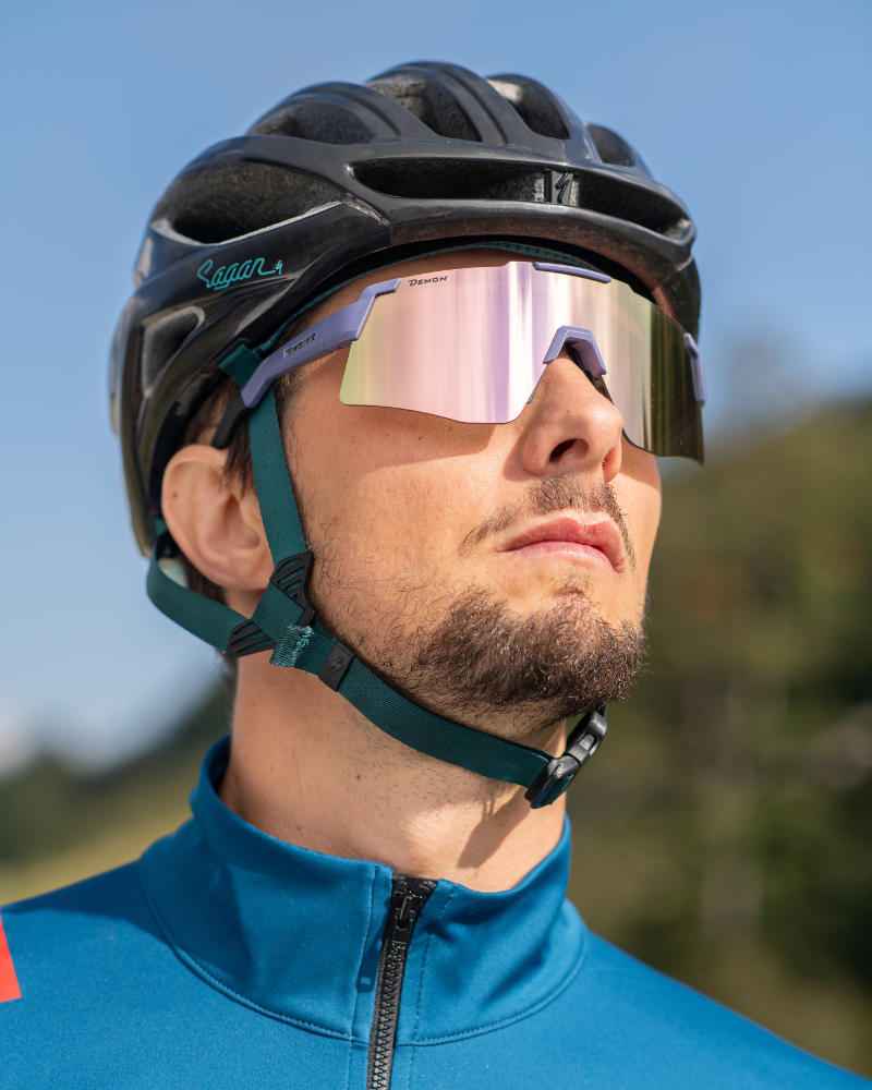 occhiali da uomo a mascherina per ciclismo colore viola