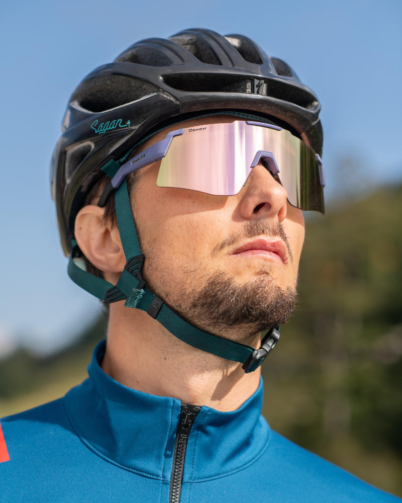 Occhiali da vista da uomo a mascherina per ciclismo colore viola modello LIEGI