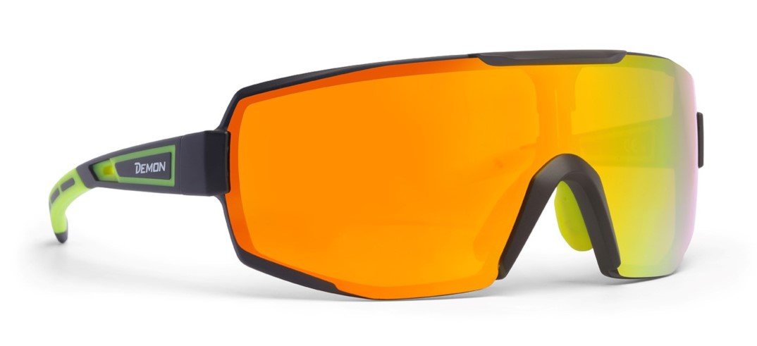 Occhiali da vista sportivi monolente specchiata per running ciclismo e tutti gli sport performance RX nero giallo