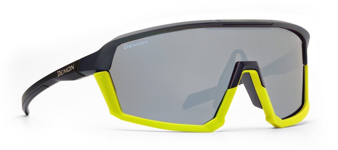Matte black and fluorescent yellow polarized racing bike glasses