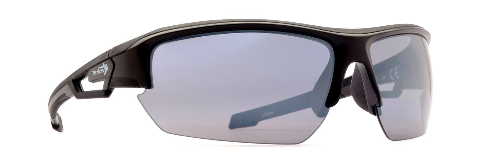 Road cycling glasses with black rubberized mirrored lenses LOOK model