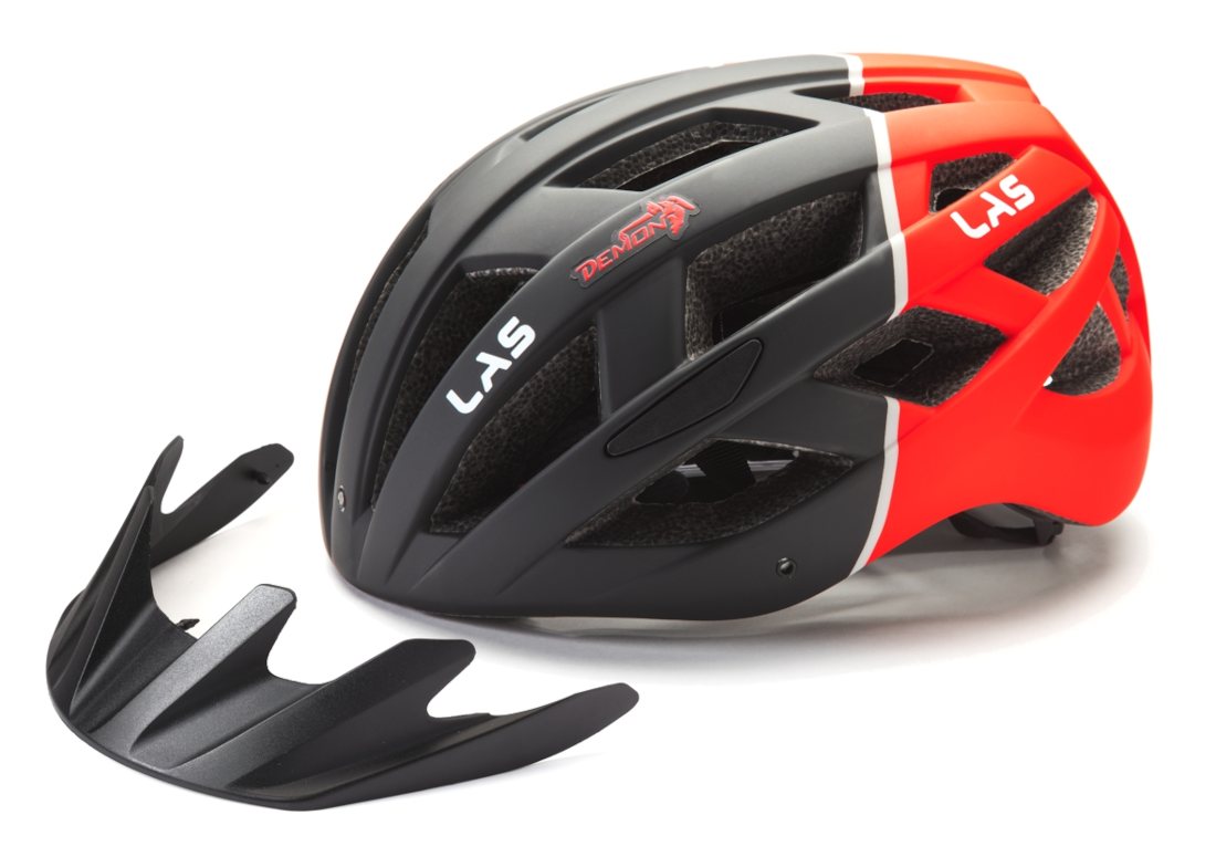 casco da mountain bike bicolore con luce per maggiore visibilita