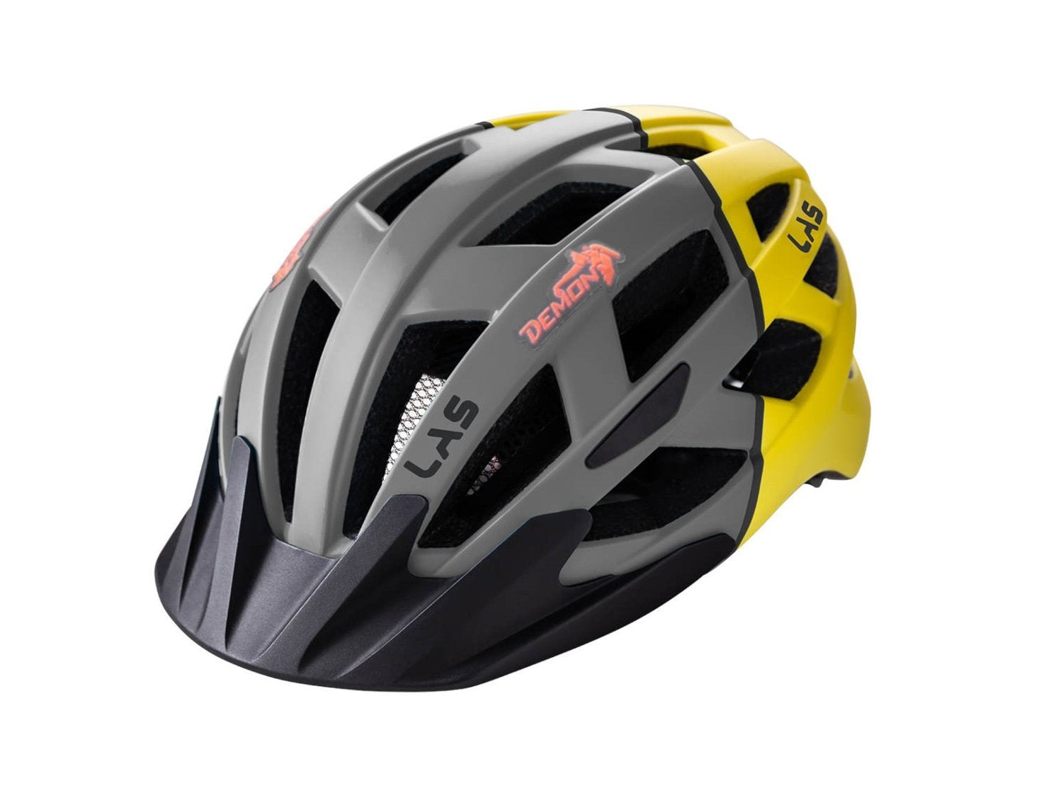 casco per mountain bike grigio giallo opaco con luce modello enigma dmn
